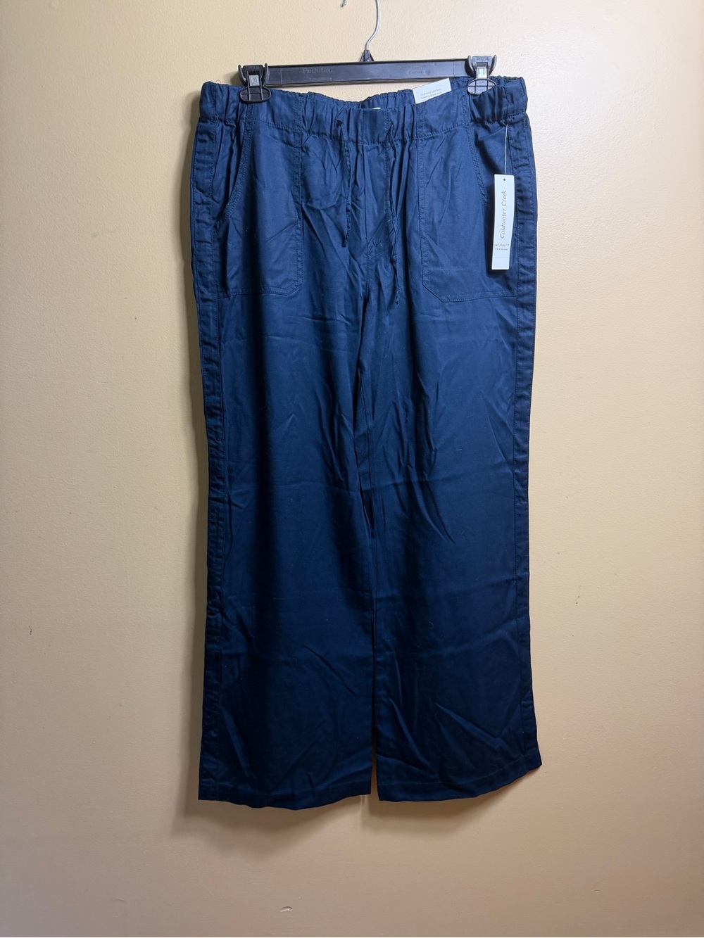 NWT Coldwater Creek Natural Fit Navy Blue Tencel Wide Leg Pants Size L / 14